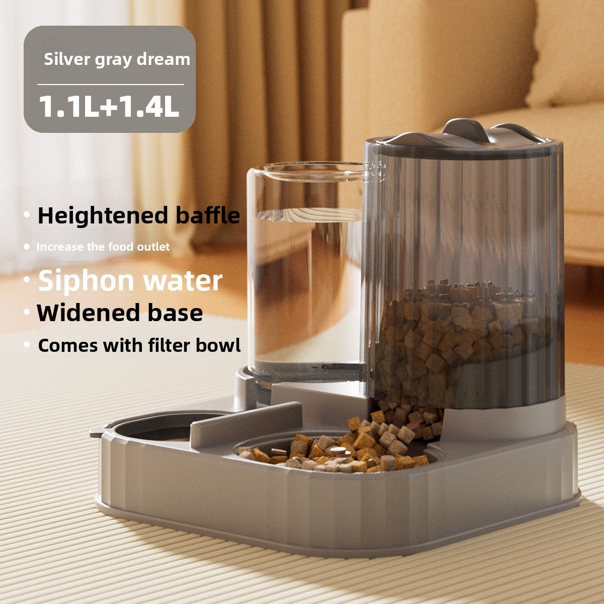 Pet Feeding Bowl with Water Dispenser