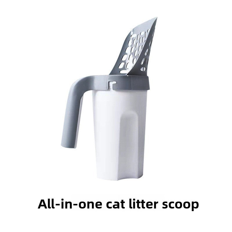 All-in-one cat litter scoop