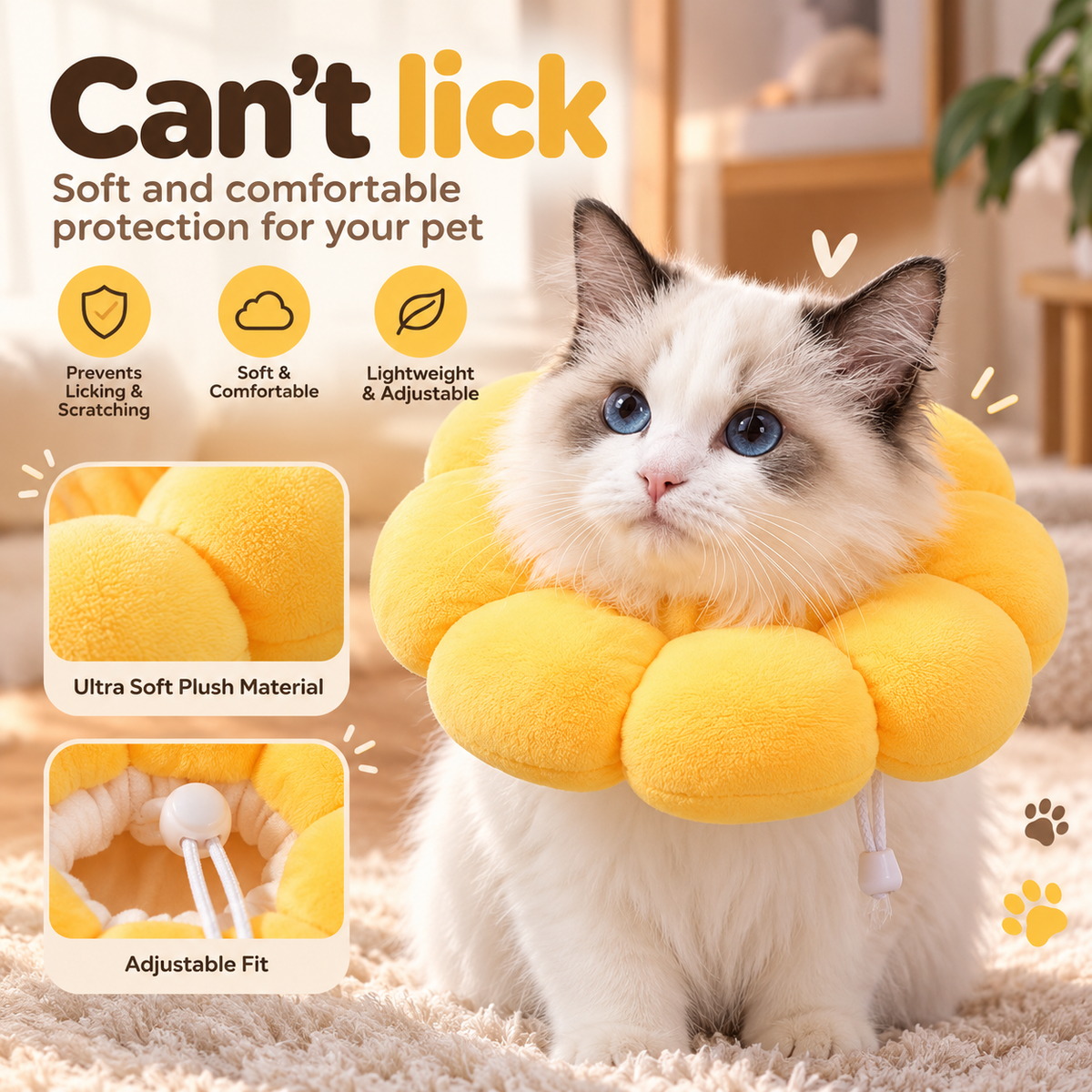 Sunflower Elizabeth Cat Spay Collar - Prevents Cats from Licking