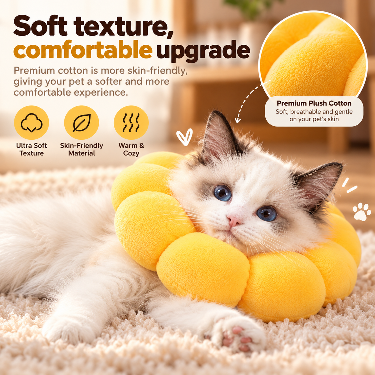 Sunflower Elizabeth Cat Spay Collar - Prevents Cats from Licking