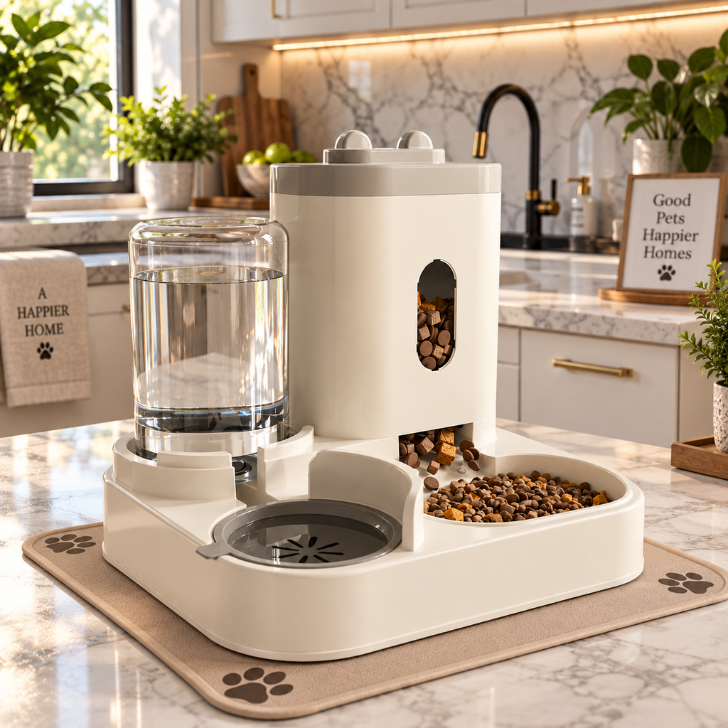 Pet Feeding Bowl with Water Dispenser