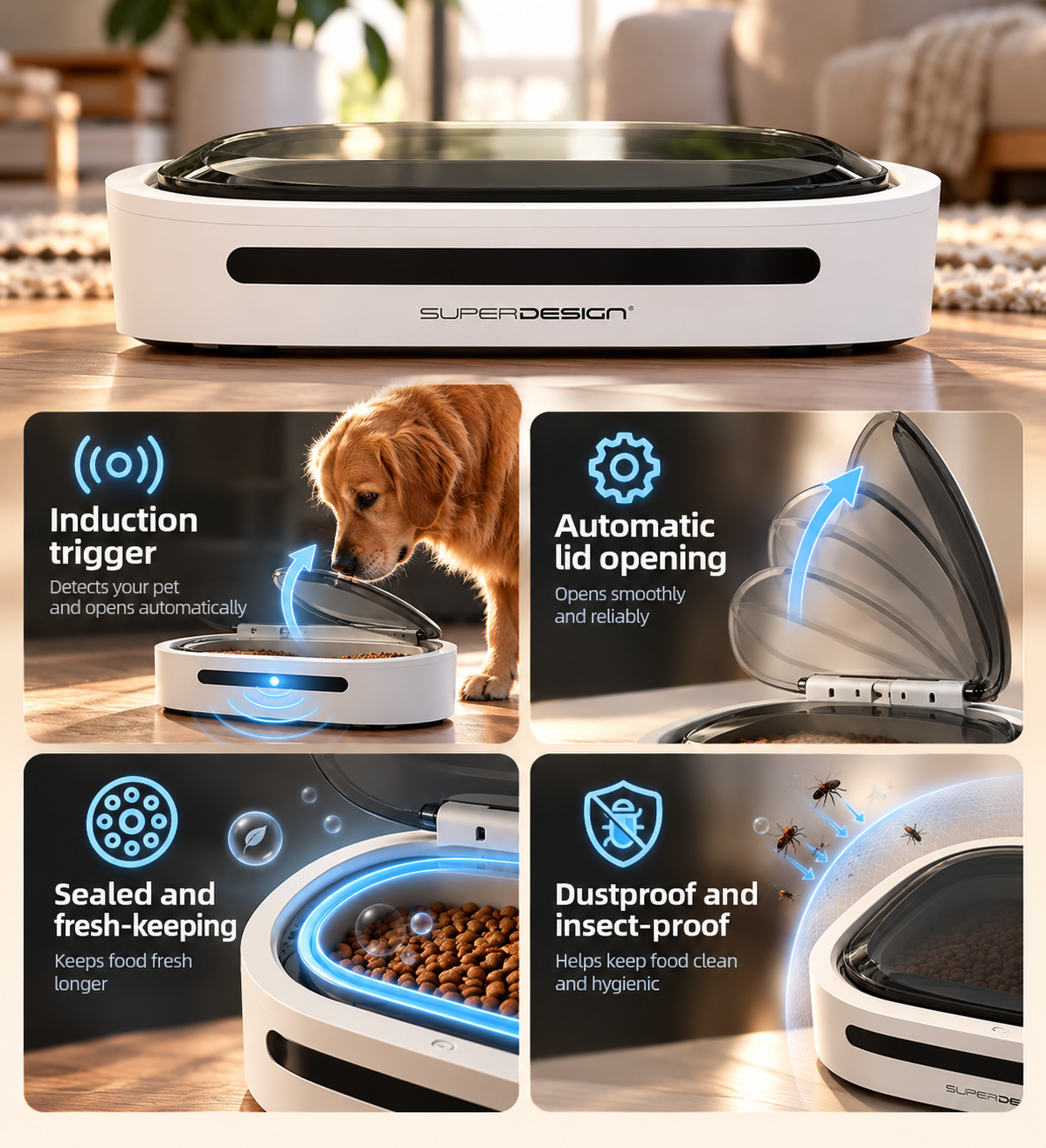 Pet Intelligent Automatic Feeder Cat Food Basin Cat Automatic Induction Cover Opening