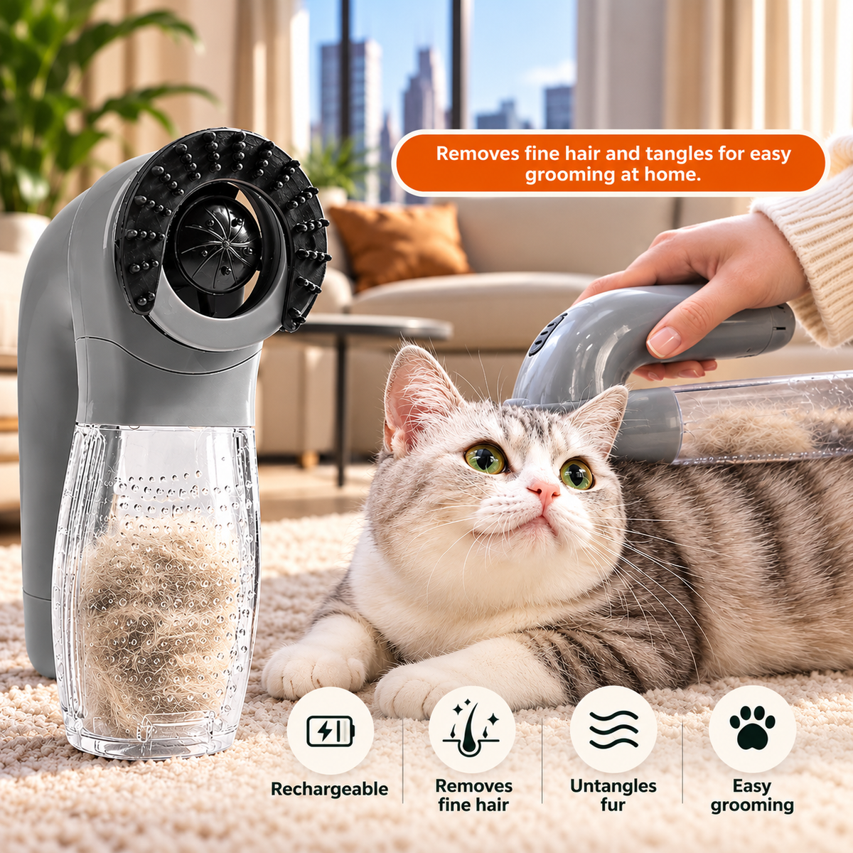 Portable Electric Pet Hair Vacuum Cleaner