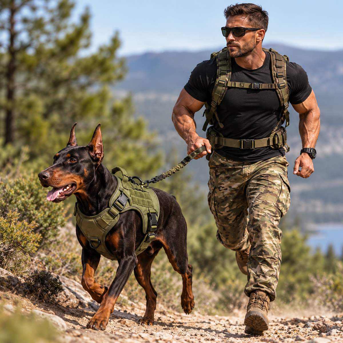 Heavy-Duty Tactical Dog Harness with Reflective Trim