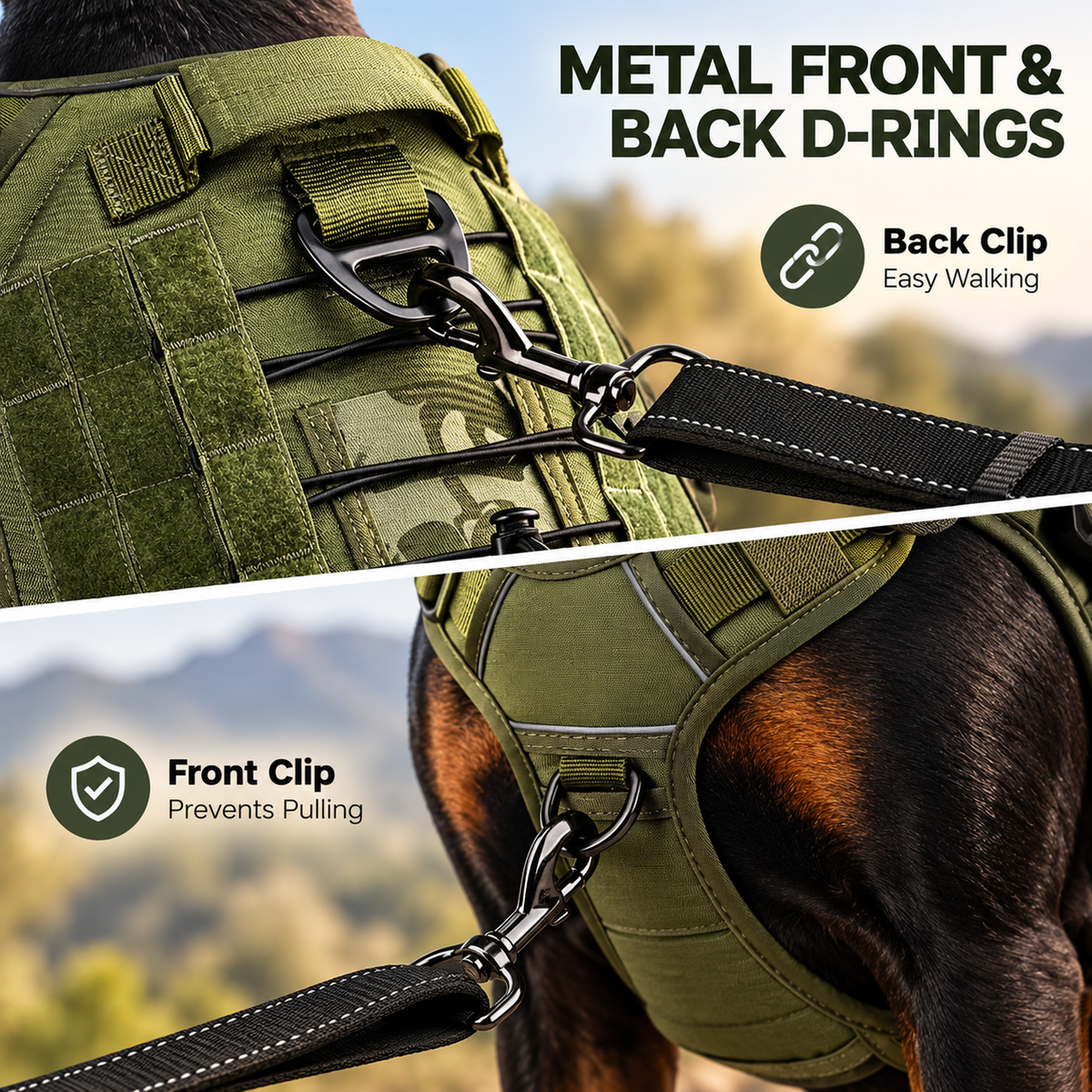 Heavy-Duty Tactical Dog Harness with Reflective Trim