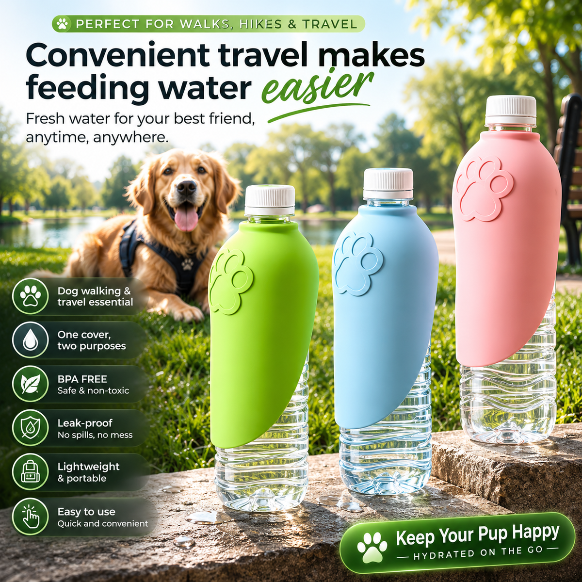 Portable outdoor silicone eco-friendly water bottle