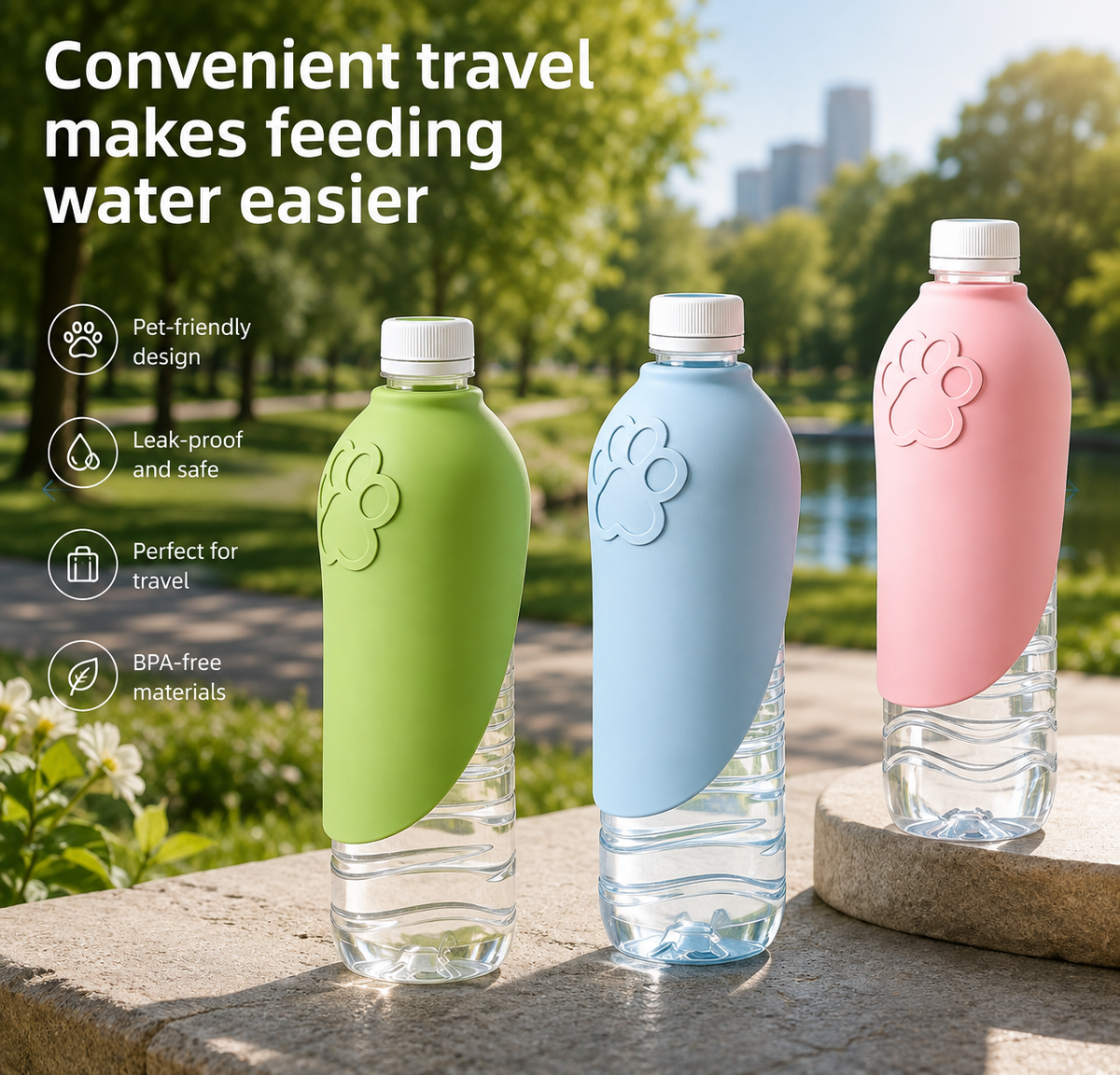 Portable outdoor silicone eco-friendly water bottle